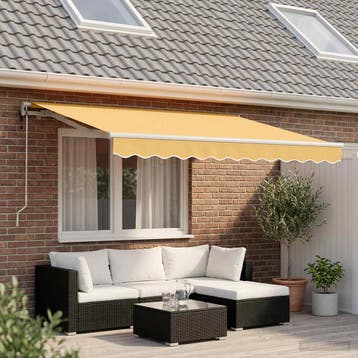 vidaXL Uitschuifbare luifel Zand 500 × 350 cm Stof en, Verzenden
