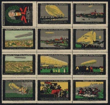 Duitse Rijk - Volledige set Zeppelin-vignetten voor de