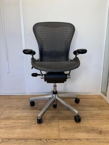 Herman Miller Aeron Tuxedo Netweave Met Lumbar Support, Verzenden, Zwart, Zo goed als nieuw, Bureaustoel