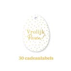 30x Cadeaulabel - VROLIJK PASEN - wit - goudfolie - paase..., Diversen, Wenskaarten, Ophalen of Verzenden, Nieuw