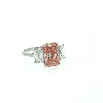 Ring - 14 karaat Witgoud - 4.29ct. tw. Roze Diamant (Fancy