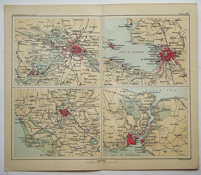 Themacollectie - atlaskaart - 1895 Handy Reference Atlas, Antiek en Kunst, Antiek | Speelgoed