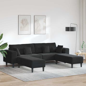 vidaXL bank / zetel 3 st Zwart Fluweel, Verzenden