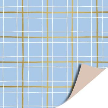 3m Cadeaupapier - ruit - blauw - man - inpakpapier, Divers, Papier cadeau, Verzenden