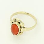 Ring - 14 karaat Geel goud - Bloedkoraal., Nieuw