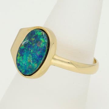 Bague - 18 carats Or jaune - opale, Nieuw