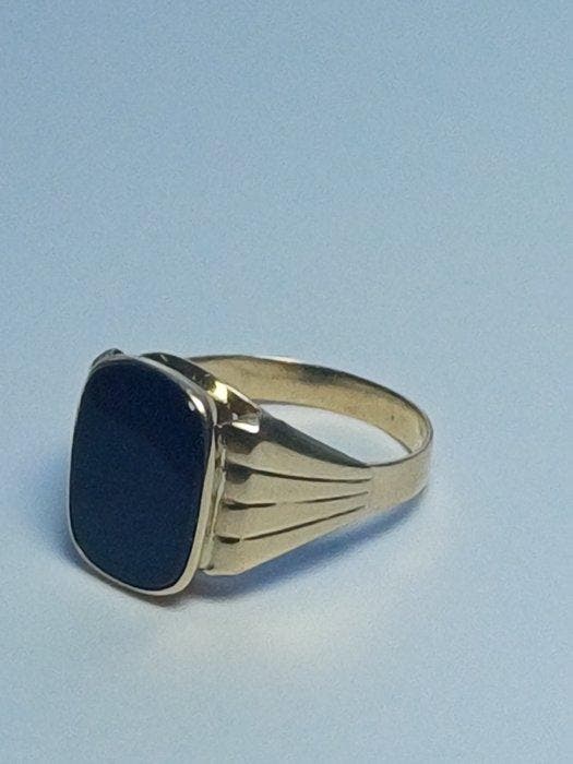 Ring - 14 karaat Geel goud - Heren onyxring, Handtassen en Accessoires, Ringen