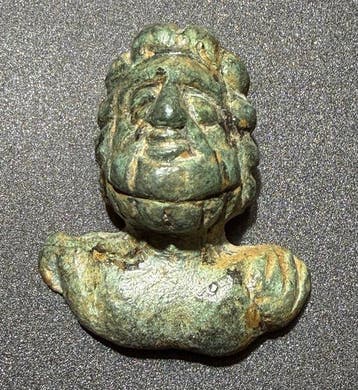Oud-Romeins Brons Buste van Laureaat, met baard, Jupiter met, Antiek en Kunst