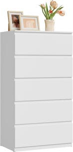 2dekans | Woltu KMD006ws Ladekast Wit - 5 Lades - 60 x 110 x, Ophalen of Verzenden, Nieuw