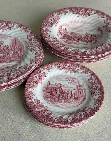 Royal Tudor Ware - Tafelservies (12) - Coaching Scenes -