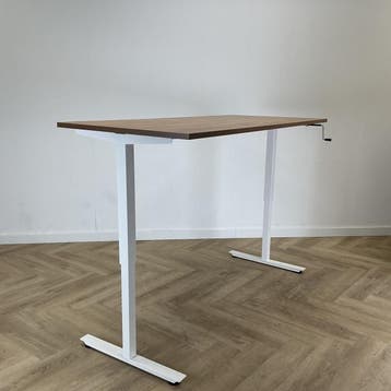 zit-sta slingerbureau 180x80 cm, Cognac - Wit, Huis en Inrichting, Bureaus, Gebruikt