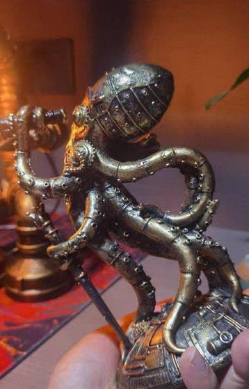 Figuur - Steampunk octopus figurine with telescope and cane