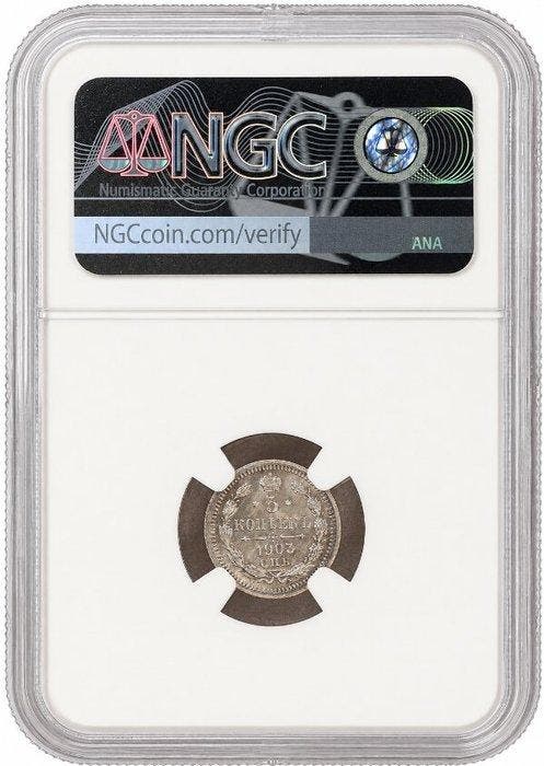 Rusland. Nicolas II. 5 Kopeks 1903 - NGC MS63, Timbres & Monnaies, Monnaies | Europe | Monnaies non-euro