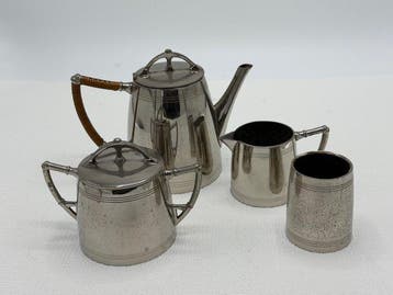 Koffie- en theeservies (4) - Verchroomd, Messing - Daalderop, Antiek en Kunst