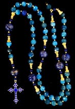 Apatiet & Lapis lazuli - Rozenkrans – Kruis van Christus, Antiek en Kunst