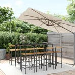 vidaXL 9-delige Tuinbarset poly rattan en massief acaciahout, Tuin en Terras, Verzenden, Nieuw