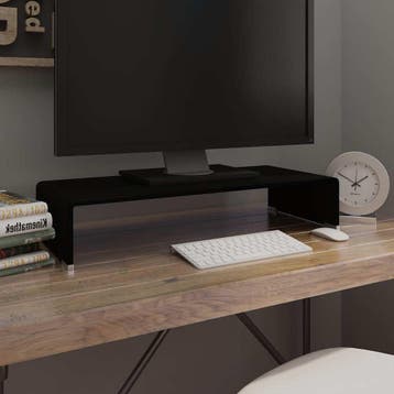 vidaXL Tv-meubel/monitorverhoger zwart 70x30x13 cm glas, Verzenden, Nieuw