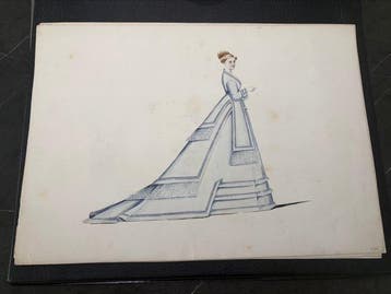 drecoll - Suite de 6 dessins et gouaches mode 1900 - Jaren