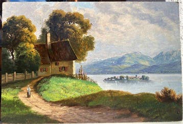 Karl Lefeubure (1847-1911) zugeschrieben - Chiemsee mit, Antiquités & Art