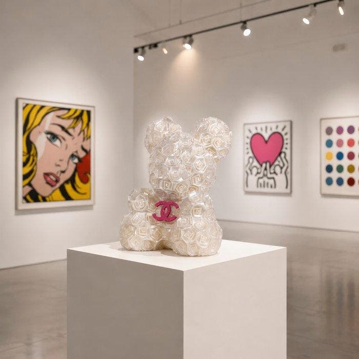 Andy Pop (XX-XXI) - sculptuur, Teddy Diamond - Blanc Satin -, Antiquités & Art, Antiquités | Autres Antiquités