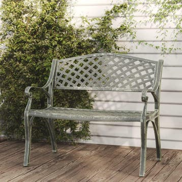 vidaXL Tuinbank 102 cm gietaluminium groen, Verzenden, Nieuw