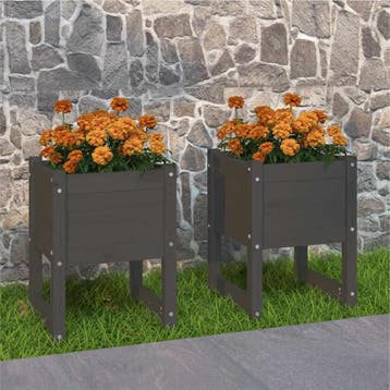 vidaXL Plantenbakken 2 st 40x40x52,5 cm massief grenenhout, Verzenden, Nieuw