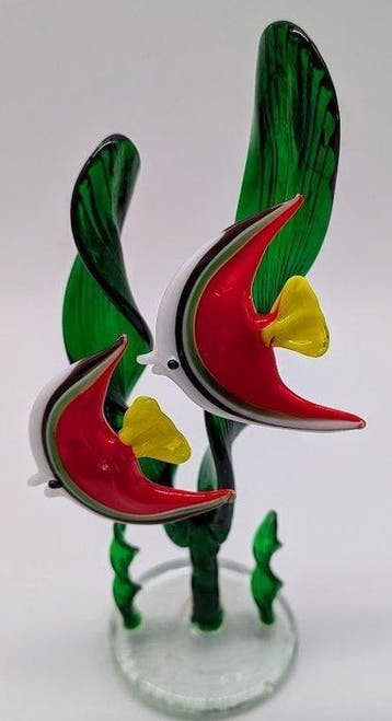 Made Murano Glass - sculptuur, Skalare im Schilf - 15 cm -