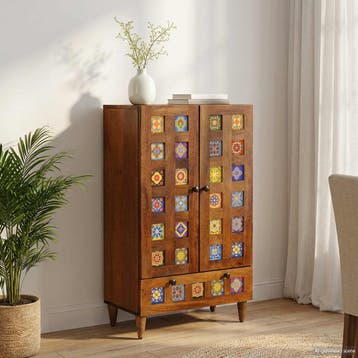 vidaXL Highboard Walnotenhout 60 x 33,5 x 100 cm Massief, Verzenden, Nieuw