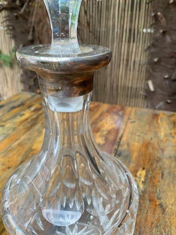 Décanteur - carafe - Cristal, Argent 835 - Cristal antique