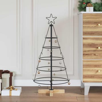 vidaXL Kerst Cone Boom met standaard Zwart 90 cm Staal, Diversen, Kerst, Verzenden, Nieuw
