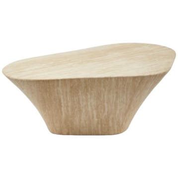 Polspotten Oval Travertine Look Salontafel, Huis en Inrichting, Tafels | Salontafels, Gebruikt, Verzenden, 50 tot 100 cm, Modern