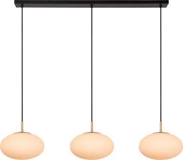 2dekans | Lucide Elysee hanglamp 3x E27 opaal glas – messing, Ophalen of Verzenden, Nieuw