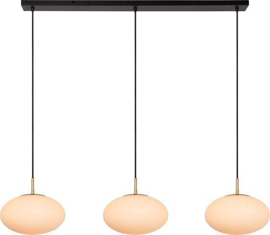 2dekans | Lucide Elysee hanglamp 3x E27 opaal glas – messing, Huis en Inrichting, Lampen | Overige, Ophalen of Verzenden