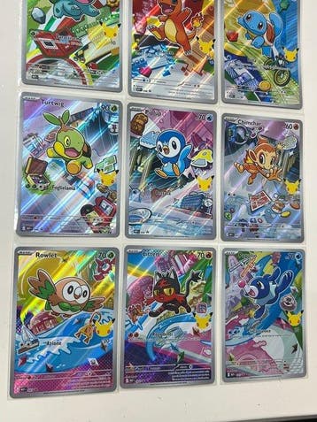 Pokémon - 9 Card - Charmander, Squirtle, Bulbasaur - First, Hobby en Vrije tijd, Nieuw