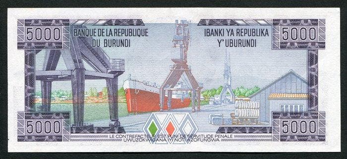 Burundi. - 5000 Francs 1989 - Pick 32c (Zonder minimumprijs), Postzegels en Munten, Bankbiljetten | Europa | Niet-Eurobiljetten