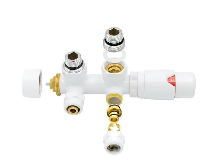 Universele witte radiator aansluitset Midden-Onder-Haak, Bricolage & Construction, Quincaillerie & Fixations, Enlèvement ou Envoi