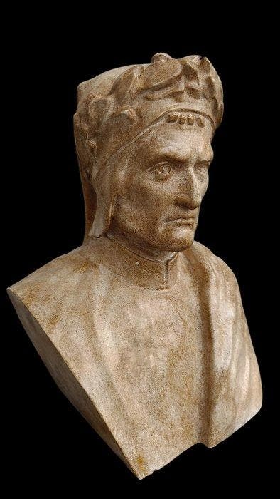 Figure - Busto Dante - poudre de marbre, Antiek en Kunst, Curiosa en Brocante