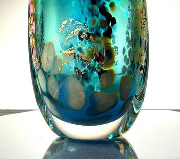 Maxence Parot - Vaas - Unieke vaas, kleuren en goud - Glas