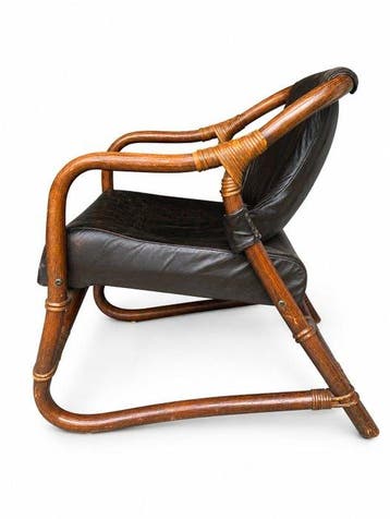 Fauteuil - Rattan - Two lounge armchairs with round table