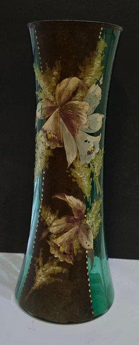 Vase - verre émaillé polychrome