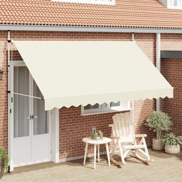 vidaXL Luifel handmatig uittrekbaar 350 cm crème, Tuin en Terras, Zonneschermen, Verzenden, Nieuw