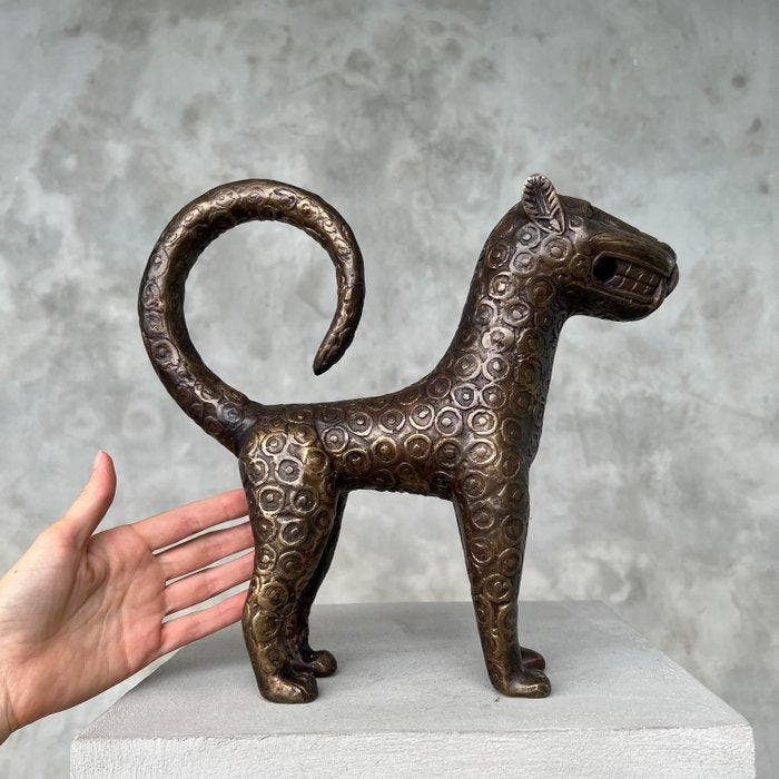 sculptuur, African bronze - Benin Leopard Sculpture - Edo -, Antiek en Kunst, Kunst | Designobjecten