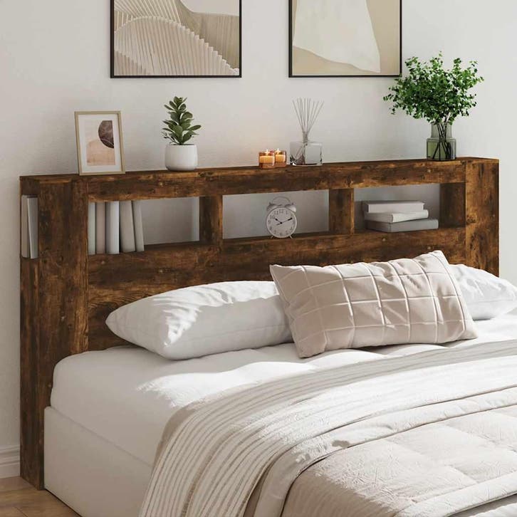 vidaXL Hoofdeinde met LED 200x18,5x103,5 cm bewerkt hout, Huis en Inrichting, Slaapkamer | Bedden, Nieuw, Verzenden