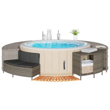 vidaXL Hottub-ombouw poly rattan massief acaciahout grijs, Verzenden