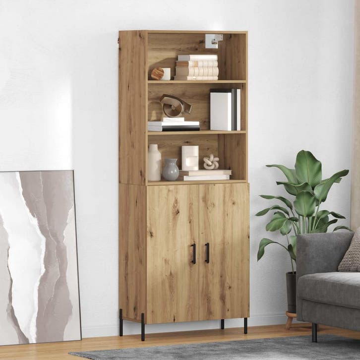 vidaXL Highboard Artisan Eiken 69,5 x 32,5 x 180 cm Bewerkt, Huis en Inrichting, Kasten | Dressoirs, Nieuw, Verzenden
