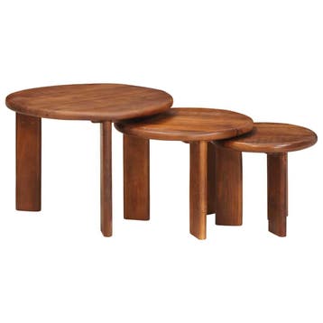 vidaXL Nesting Koffietafels 3 st Honing bruin Ø 54 x 40 cm, Verzenden, Nieuw
