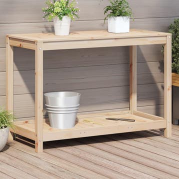 vidaXL Oppottafel met schap 108x50x75 cm massief grenenhout, Verzenden
