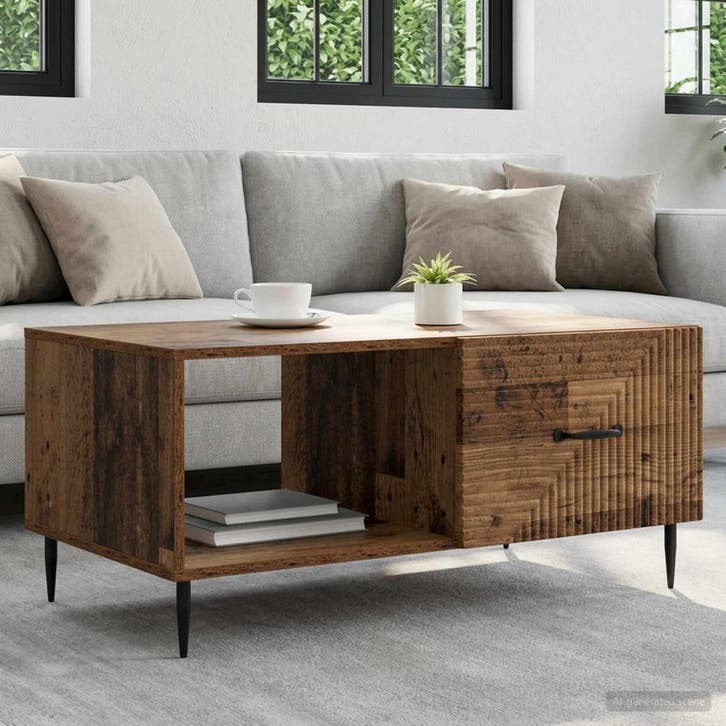vidaXL Salontafel Oud hout 90 x 50 x 40 cm Bewerkt hout, Maison & Meubles, Tables | Tables de salon, Envoi