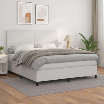 vidaXL Boxspring met matras kunstleer wit 160x200 cm, Verzenden
