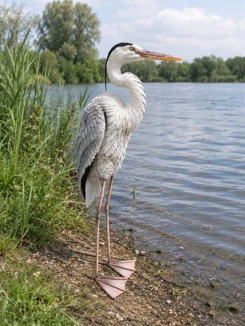 Figuur - grijze reiger - polyresin